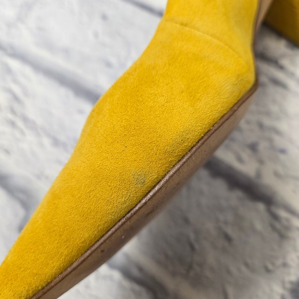 Sole Society Slingback Keilinah Pumps Mustard Suede Covered Heel size 8.5M - Picture 12 of 14